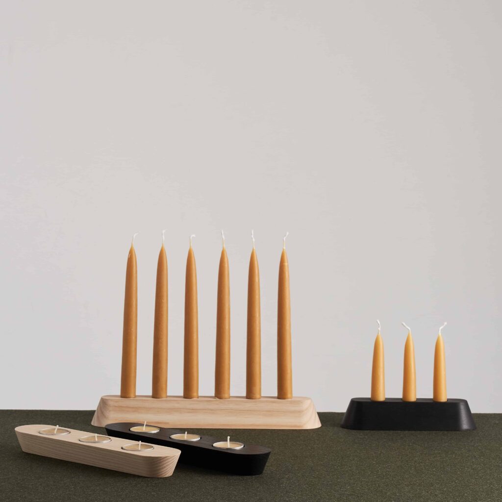 Ash Candle Holder Long with Candles in Situ by Another Country